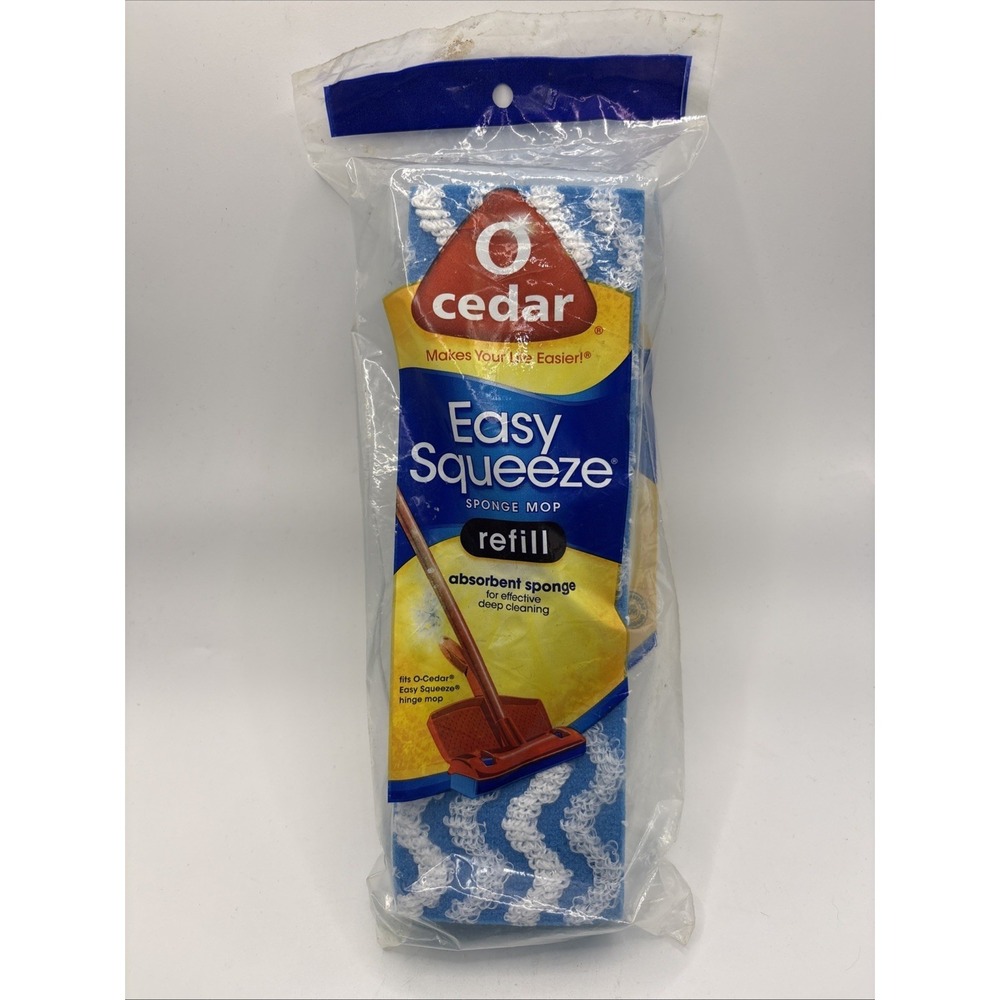 O Cedar Easy Squeeze Sponge Mop Refill Sealed Hinged Blue 9" Wave NOS 2012 USA